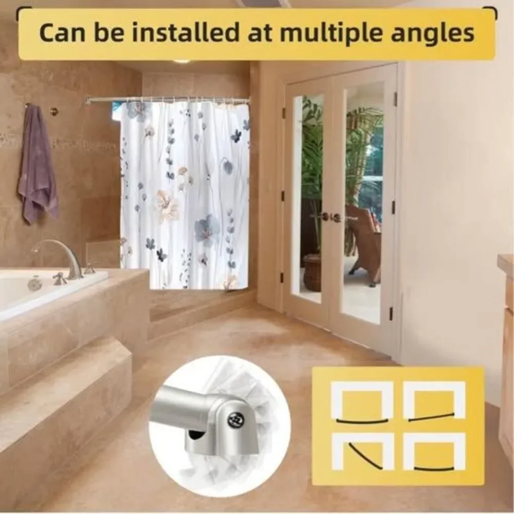 Curved Shower Curtain Rod, 42-74 inches Extra Wide Curved Shower Curtain Rod Adj